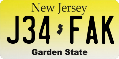 NJ license plate J34FAK