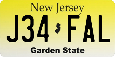NJ license plate J34FAL