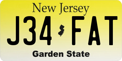 NJ license plate J34FAT