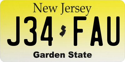 NJ license plate J34FAU
