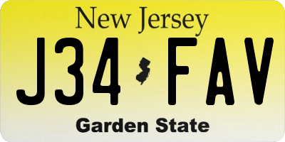 NJ license plate J34FAV
