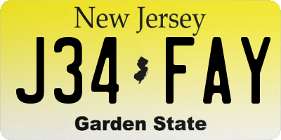 NJ license plate J34FAY
