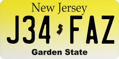 NJ license plate J34FAZ