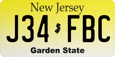 NJ license plate J34FBC