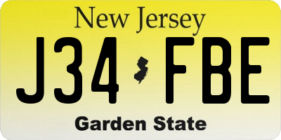 NJ license plate J34FBE