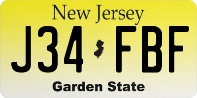 NJ license plate J34FBF
