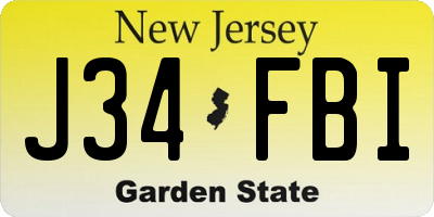 NJ license plate J34FBI
