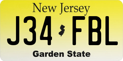 NJ license plate J34FBL