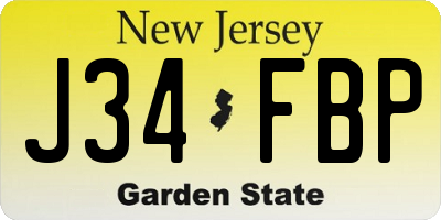 NJ license plate J34FBP