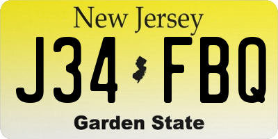 NJ license plate J34FBQ