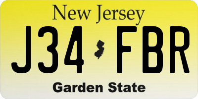 NJ license plate J34FBR