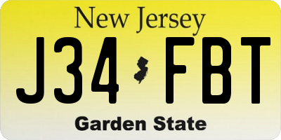 NJ license plate J34FBT