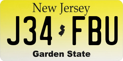 NJ license plate J34FBU