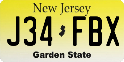 NJ license plate J34FBX