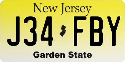 NJ license plate J34FBY