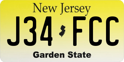 NJ license plate J34FCC