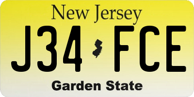 NJ license plate J34FCE