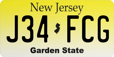NJ license plate J34FCG