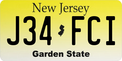 NJ license plate J34FCI