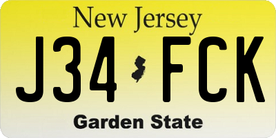 NJ license plate J34FCK