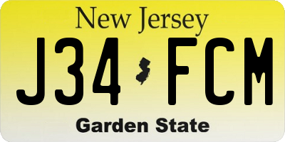 NJ license plate J34FCM
