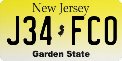 NJ license plate J34FCO