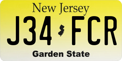 NJ license plate J34FCR