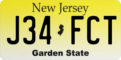 NJ license plate J34FCT