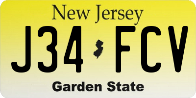 NJ license plate J34FCV
