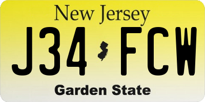 NJ license plate J34FCW