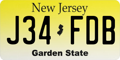NJ license plate J34FDB