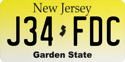 NJ license plate J34FDC