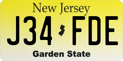 NJ license plate J34FDE