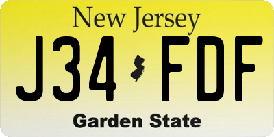 NJ license plate J34FDF