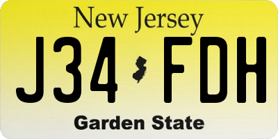 NJ license plate J34FDH