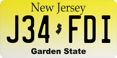 NJ license plate J34FDI