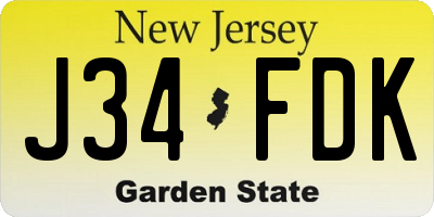 NJ license plate J34FDK