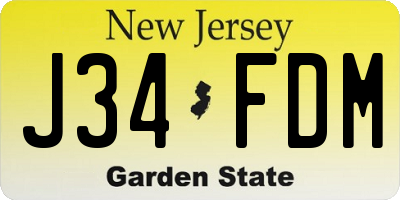 NJ license plate J34FDM