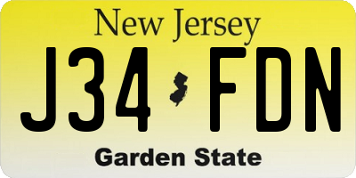 NJ license plate J34FDN