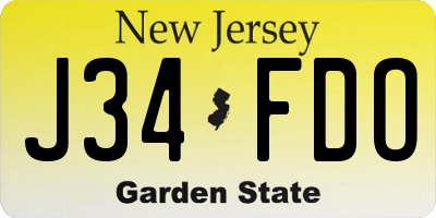 NJ license plate J34FDO