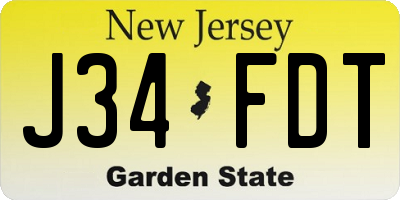 NJ license plate J34FDT