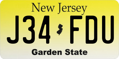 NJ license plate J34FDU