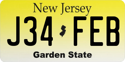 NJ license plate J34FEB