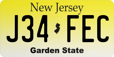 NJ license plate J34FEC