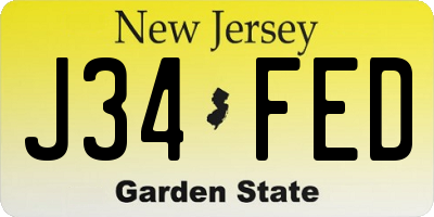 NJ license plate J34FED