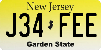 NJ license plate J34FEE