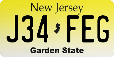 NJ license plate J34FEG