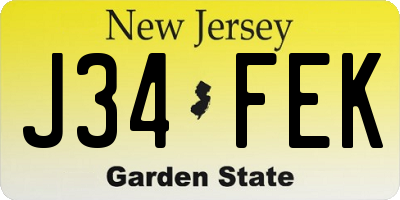 NJ license plate J34FEK