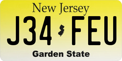 NJ license plate J34FEU