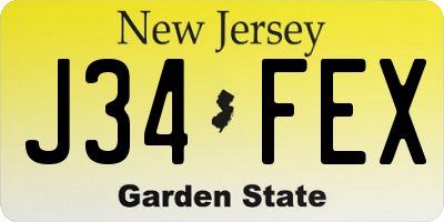 NJ license plate J34FEX